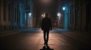 Person walking confidently at night demonstrating situational awareness for self defense