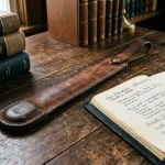 Vintage leather sap resting on table with Alabama legal reference books